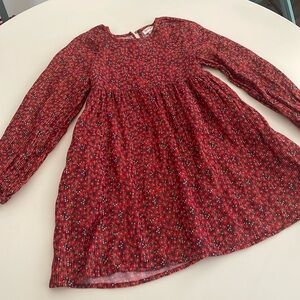 Cat&Jack Red Long Sleeve Side pockets Pull-Over Head Dress-Metallic & Flowers-8